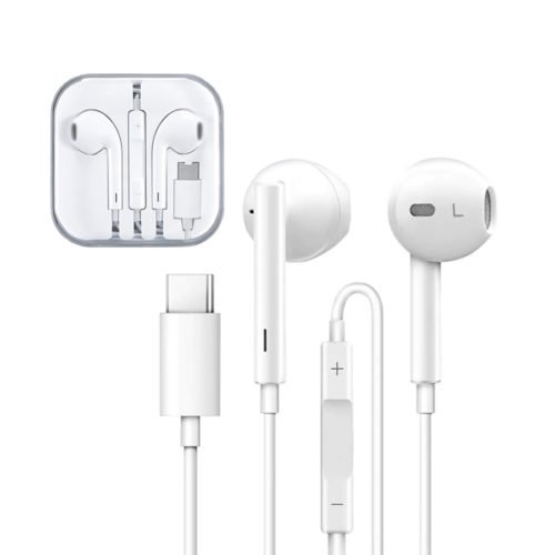 typec wired earphones white