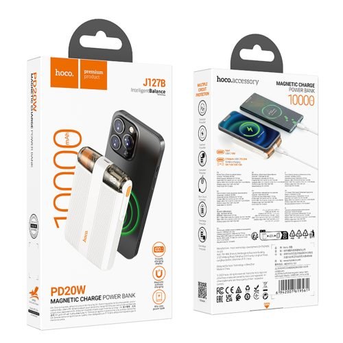 Hoco J127B PD20W Magnetic Wireless Power Bank With Digital Display White (10000mAh) 9