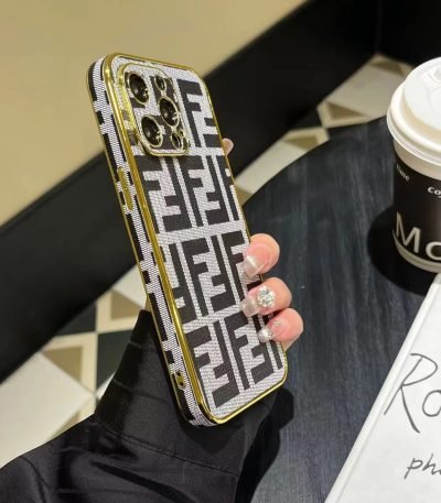 Grey Black Fendi Case For iPhone