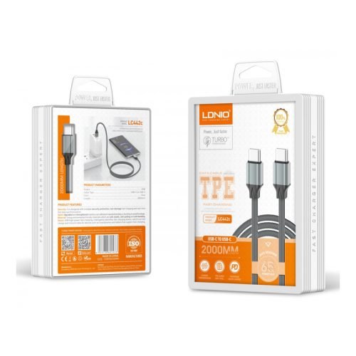 LDNIO LC442C TPE Type C To Type C 65W Fast Charge Cable (2m) pack